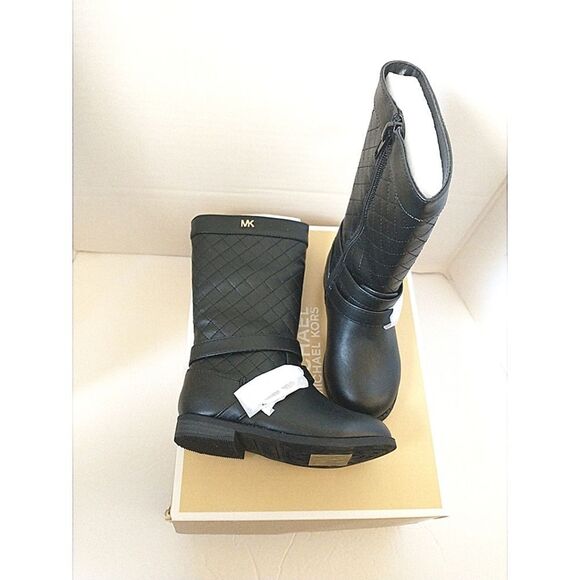 New! MICHAEL KORS Toddler Girls Black Quilted Tall Boots Riding Boots Size 7 - Picture 6 of 11